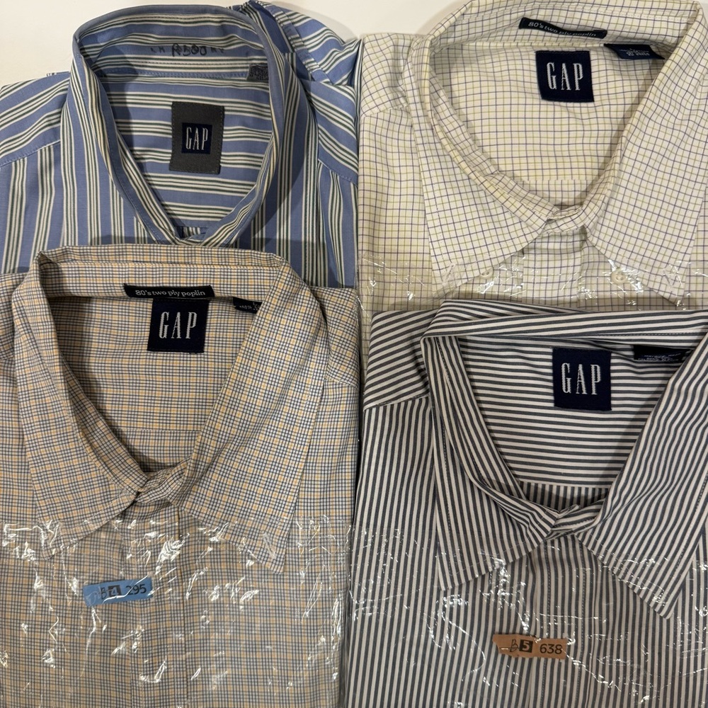 Lot of 4 Men's LARGE GAP 80's Two-Ply Poplin Dress/Casual Shirts Various Styles